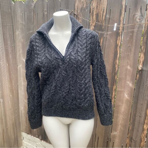The Kooples Gray Zip Up Sweater with Cable Knit Design XS - Picture 8 of 11